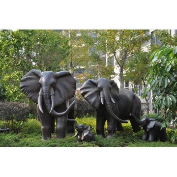 Decoración de bronce gran jardín elefante escultura de metal